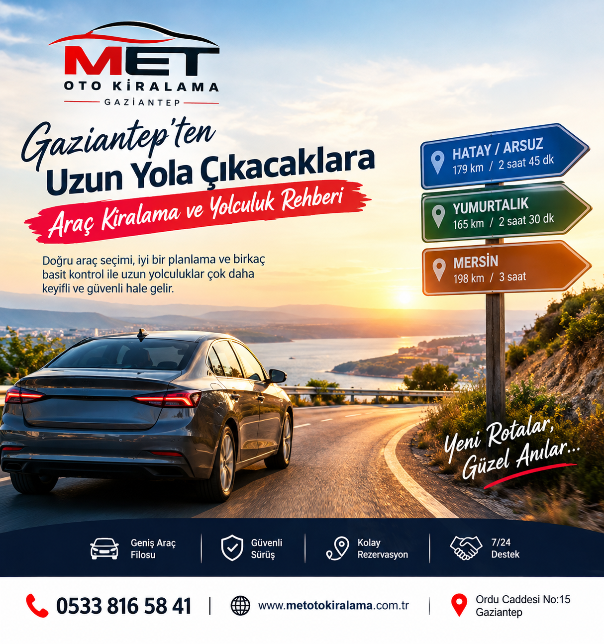 Gaziantep ten Uzun Yola Çıkacaklara Araç Kiralama Rehberi